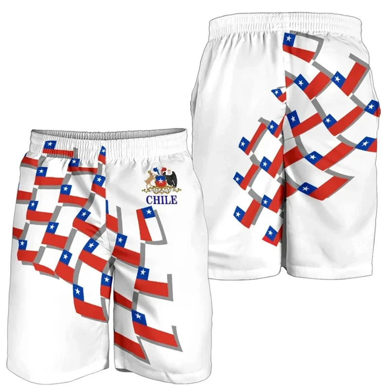 Hot Sale 3d Print Chile Flag Beach Shorts Men Summer Quick Dry Surf Board Shorts Gym Sports Swim Trunks Street Short Pants 4