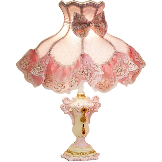 Lampe de Table en dentelle rose princesse à Led sur pied