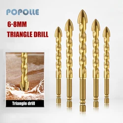 Foret triangulaire croisé en carbure à filetage étendu, foret à tige hexagonale de 6 à 12MM adapté au perçage de carreaux de céramique et de verre 