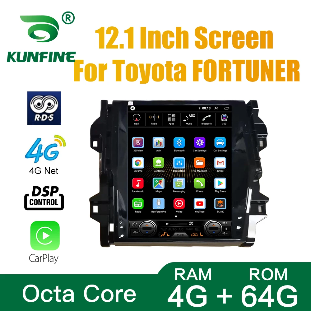 

Tesla Screen Octa Core 4GB RAM 64GB ROM Android Car DVD GPS Player Deckless Car Stereo For Toyota FORTUNER Radio