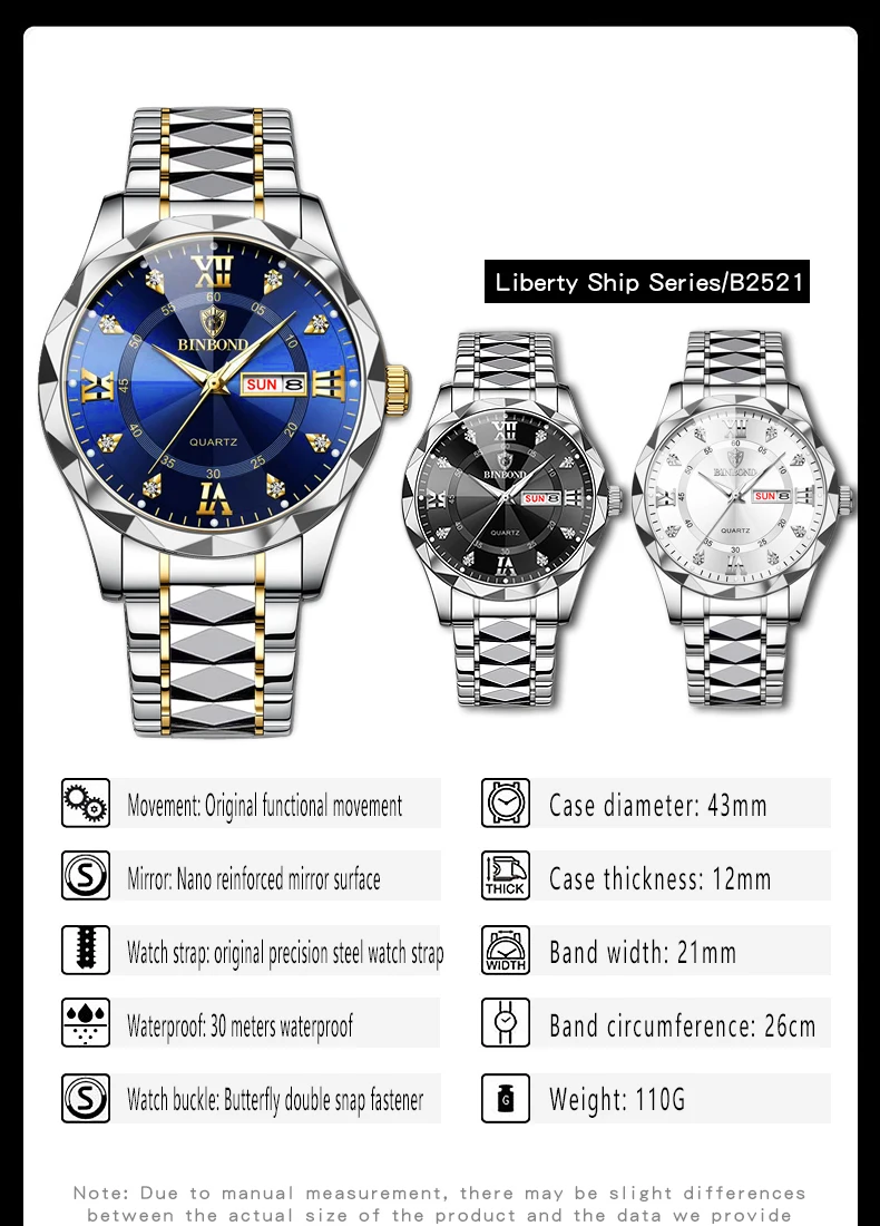 Men's Wrist Watch Waterproof Quartz Watch With Date And Glow_voghion.com