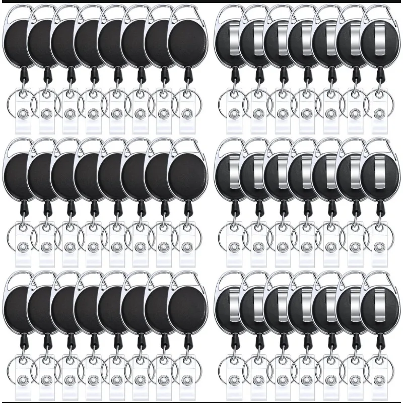 MNGARISTA Heavy Duty Sleutelhanger met intrekbaar Riemclip en intrekbaar Badgehouder, 80 cm Staalkoord en Sleutelring, 255 g