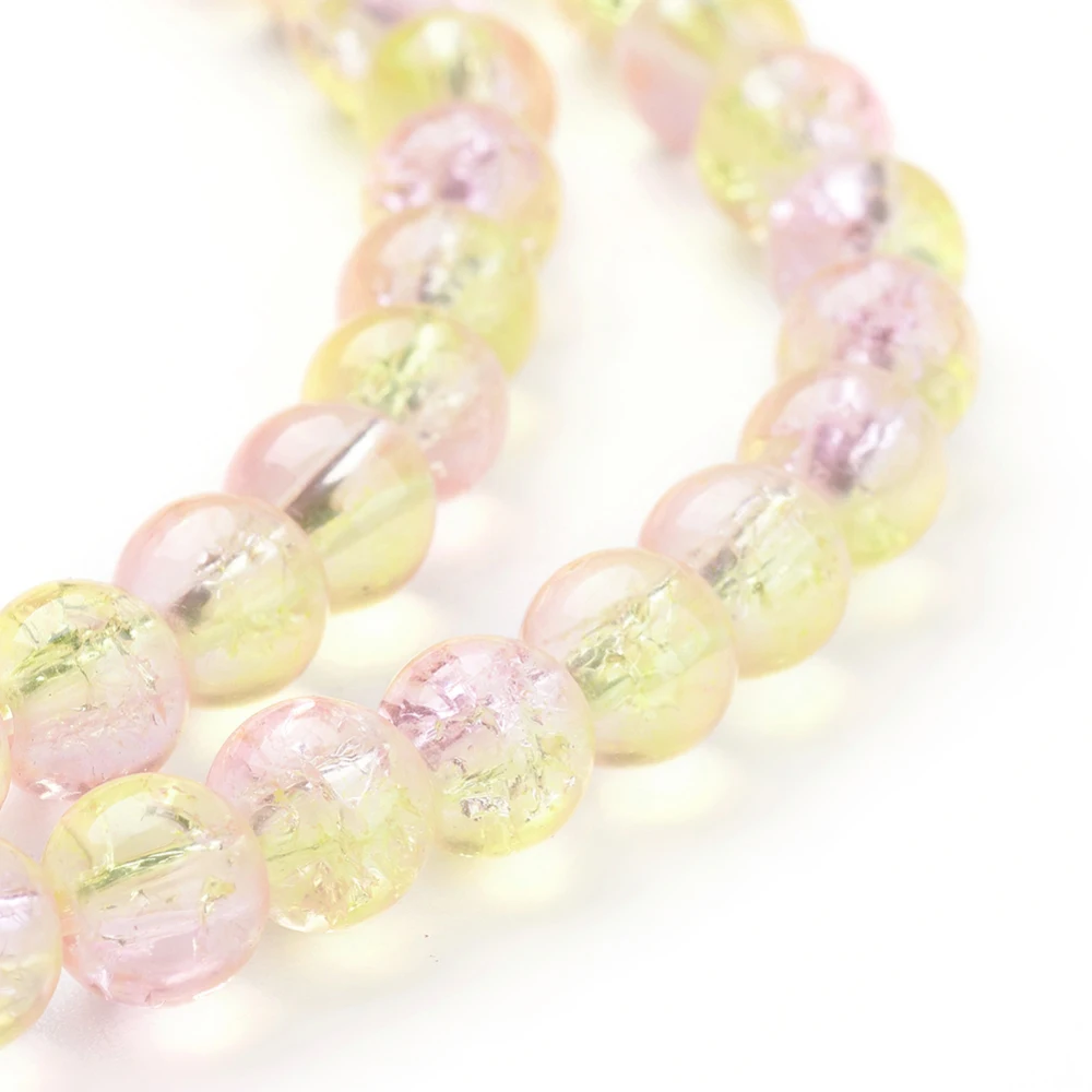 

1Strand Spray Painted Crackle Glass Beads Strands Round Pearl Pink 6mm Hole: 1.3~1.6mm 31.4 inch
