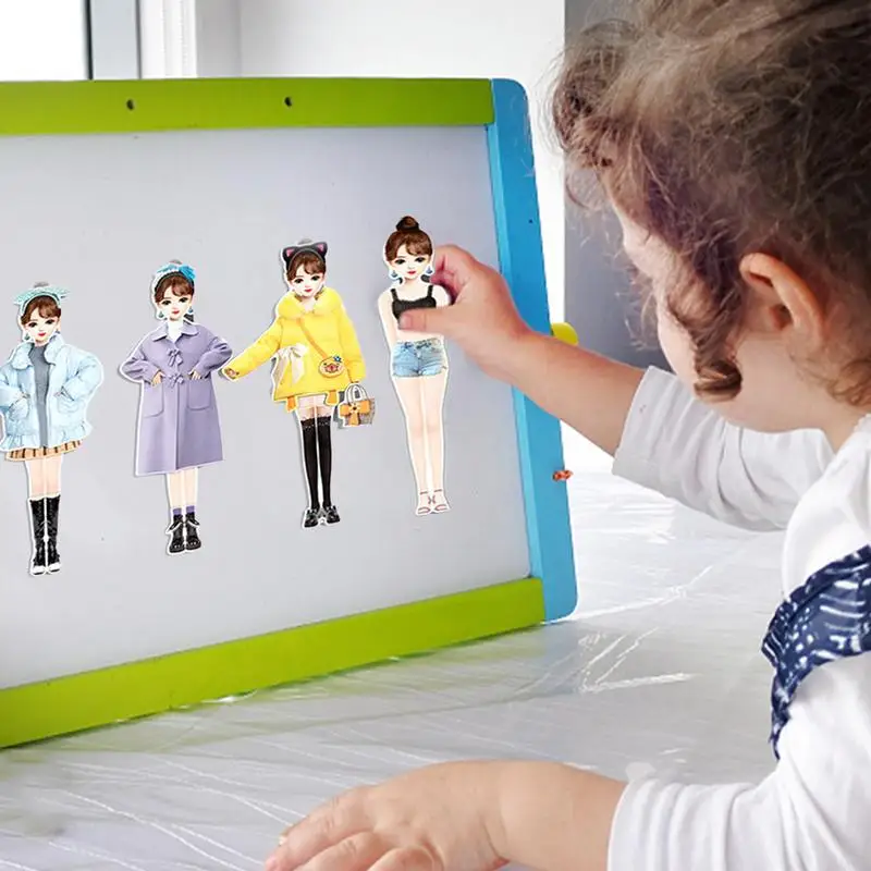 Magnetic Princess Paper Dolls Cutouts Pretend Play Outfit Magnet Clothes Puzzles For Birthday gifts