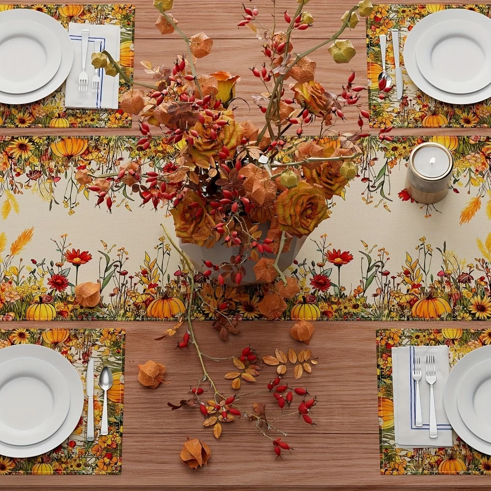 Fall Wildflower Pumpkin Table Runner 5