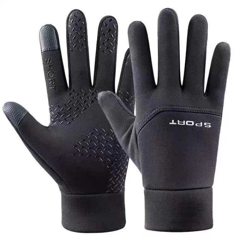 

2023 Black Winter Warm Full Fingers Waterproof Cycling Outdoor Sports Running Motorcycle Ski Touch Screen Fleece Gloves guantes