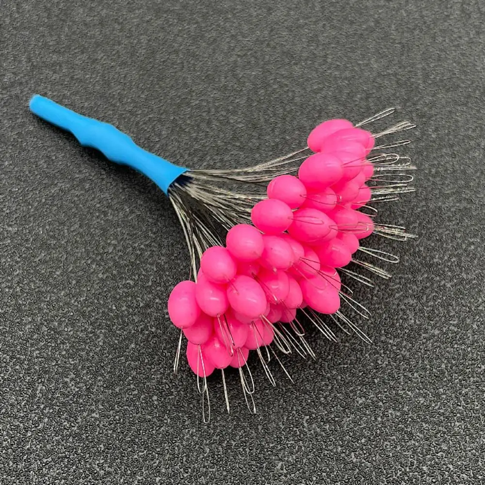 50pcs/lot Pink Float Silicone Rubber Stopper S  L Fishing Bobber Stopper Float Cylindrical Space Bean Fish Line Accessories