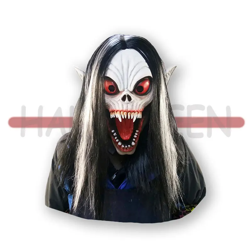 

Horror Vampire Halloween Mask Latex Full Head with Hair Masquerade Cosplay Party Props Halloween Costume Headwear Accessoies
