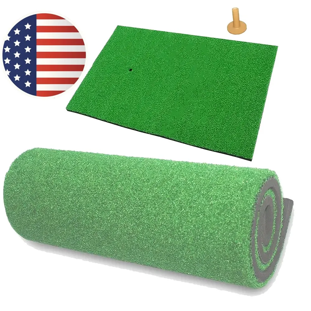 Golf Practice Mat with Tee Portable Mini Indoor Turf Training Pad Home Use Artificial Swing Hitting Mat for Skill Improvement