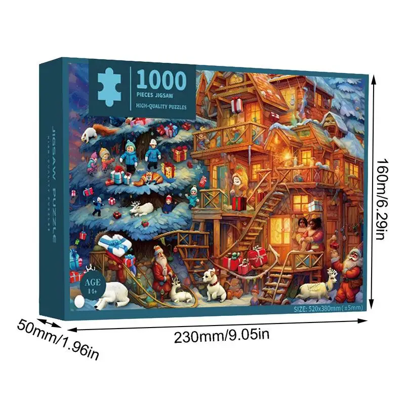 1000 Pieces Christmas Theme Jigsaw Puzzle Exquisite Decorative Christmas Puzzle Gift Box Anti Fade Cardboard Jigsaw Xmas Gifts 6