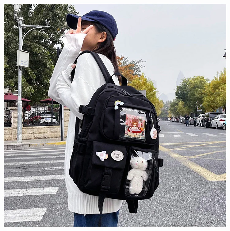 Kawaii schoolbag girl South Korea multi-pocket nylon  elementary school casual junior high school student backpack girl Mochila