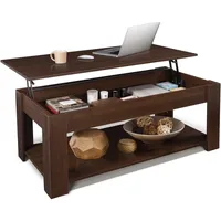47'' Espresso Lift Top Coffee Table with Hidden Storage Compartment & Lower Shelf, Table Design for Living Room 1