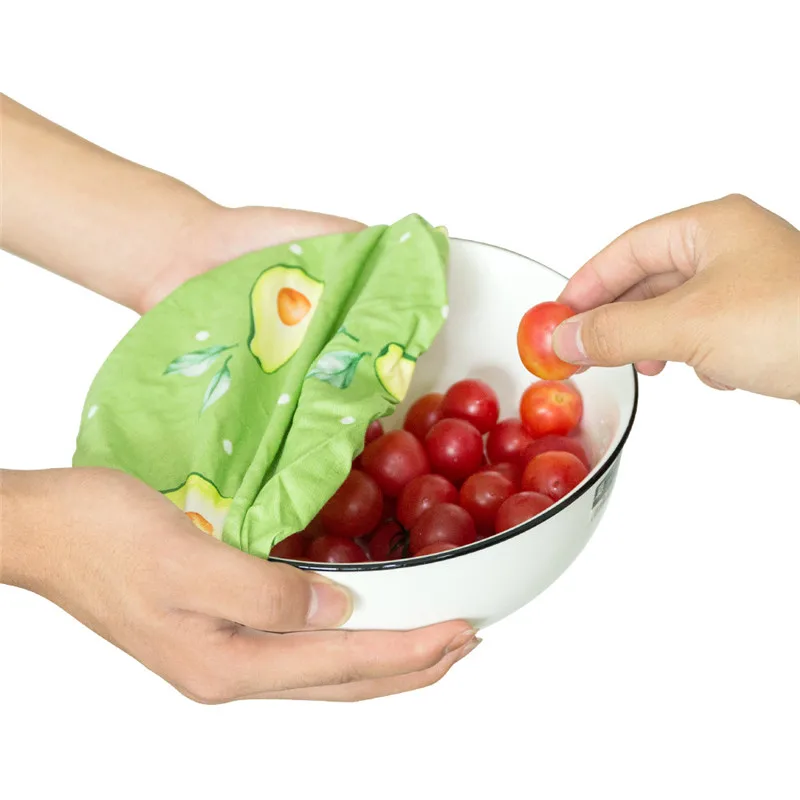 Cotton Bowl Cover Washable Reusable Salad Bowl Dust Fresh-keeping Fruit Printed Food Wraps Cloth 3Pcs/set Food Cover Fresh Keeping Cover Preservation Cover Bowl Cover