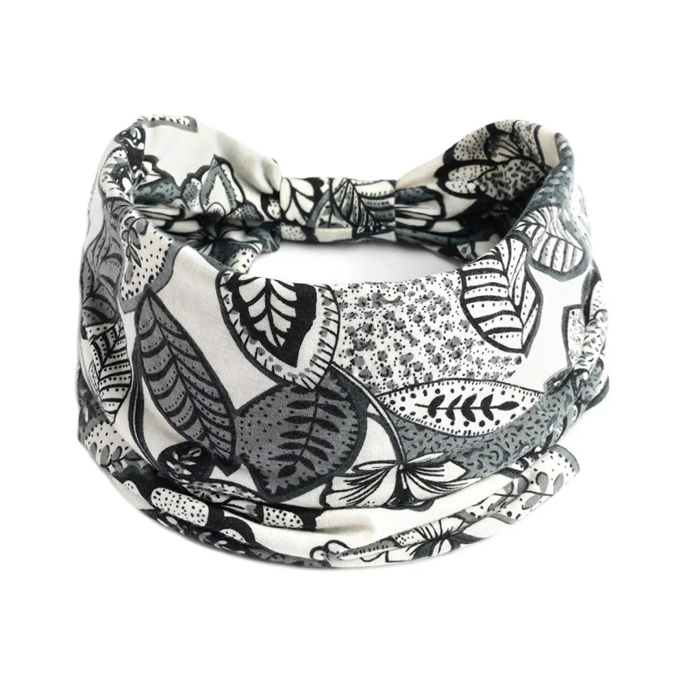 Boho Floral Stretch Headband for Women - Non-Slip Knot Hair Scarf