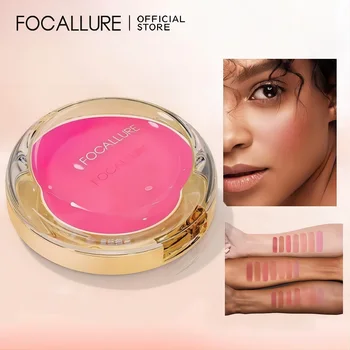 FOCALLURE 오래 지속되는 경량 얼굴 메이크업 화장품, 블러쉬 및 하이라이터 팔레트, 7 가지 색상, 뺨 윤곽
