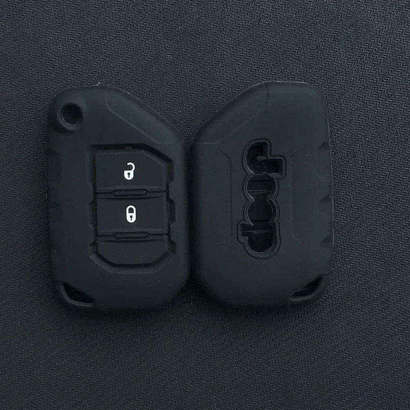 Silicone Rubber Car Key Protect Shell Cover Case for Jeep Wrangler JL JLU Flip 2-button key