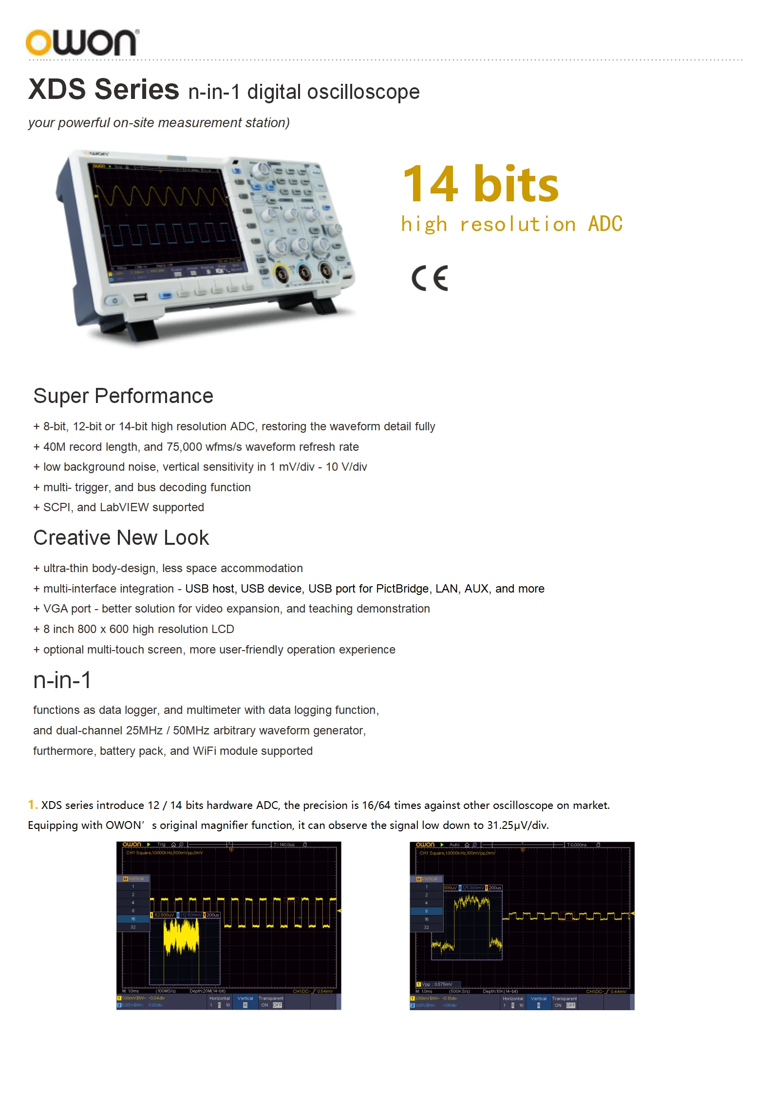XDS3202E 8 Bits Dual Channel Digital Oscilloscope 200MHz 1GS/s 40M Record Length