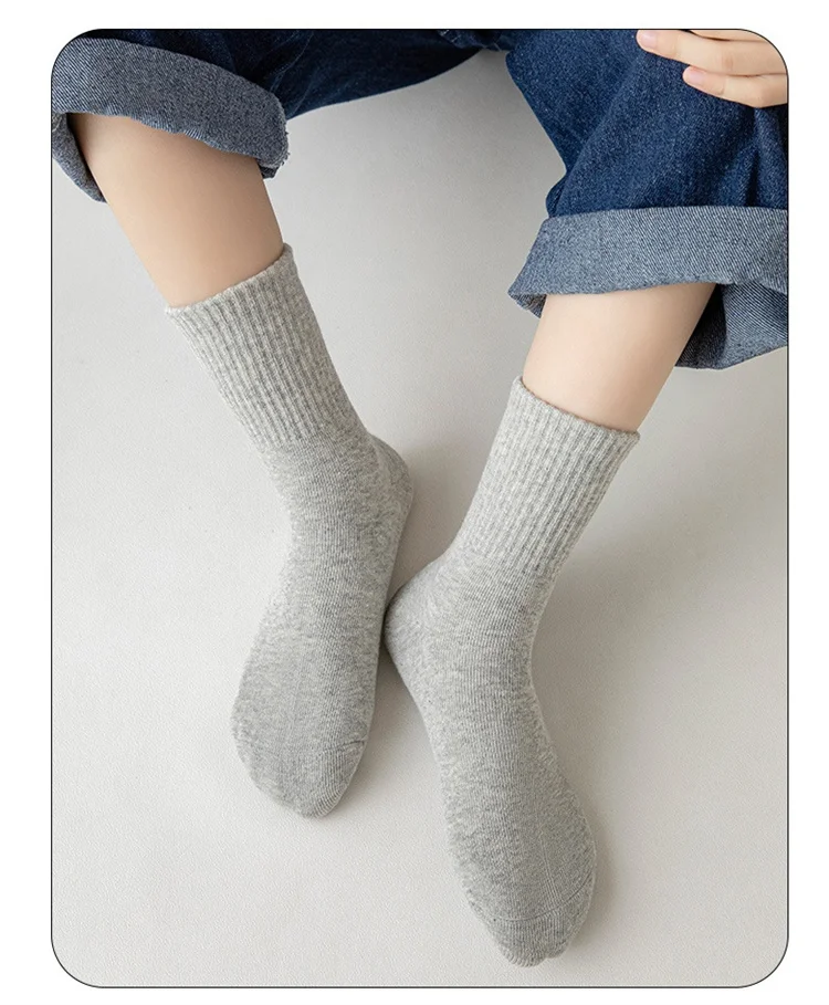 Lawadka 5 Paare/satz Jungen Mädchen Socken Für Kinder Weiß Schwarz Grau Baumwolle kinder Socken Student Sport Herbst Neue Socke 2 bis 11 jahre – Detail 6