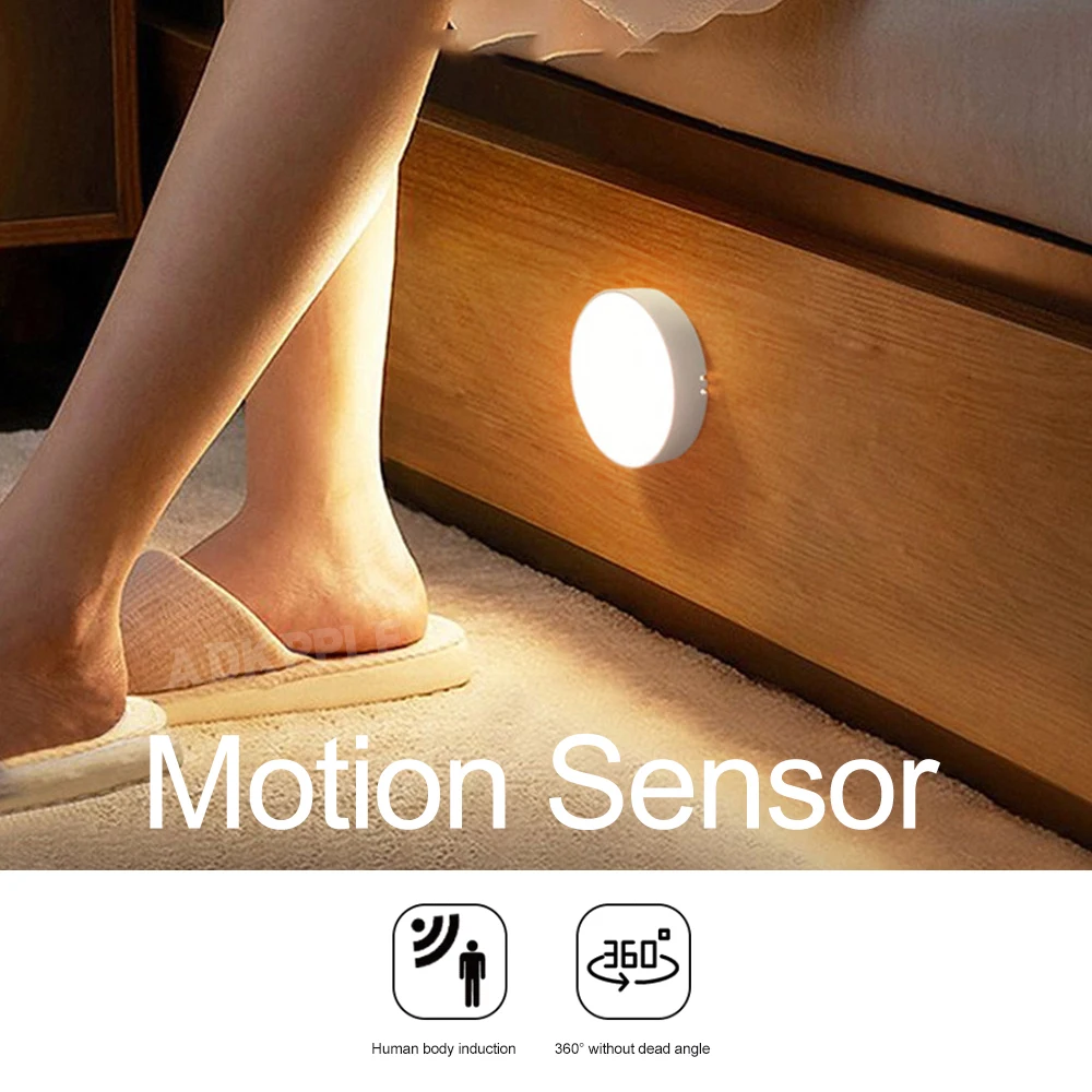 

Светодиодный ночник с пассивным инфракрасным датчиком движения, USB фонарь для лестницы, гардероба, кухни, кабинета, светильник льник для чулана