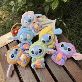 Disney Stitch Plush Keychain Anime Lilo and Stitch Bag Pendant Foodie Series Stuffed Animals Plush Doll Toys Birthday Girl Gifts