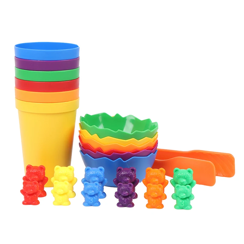 counting bears with stacking cups montessori