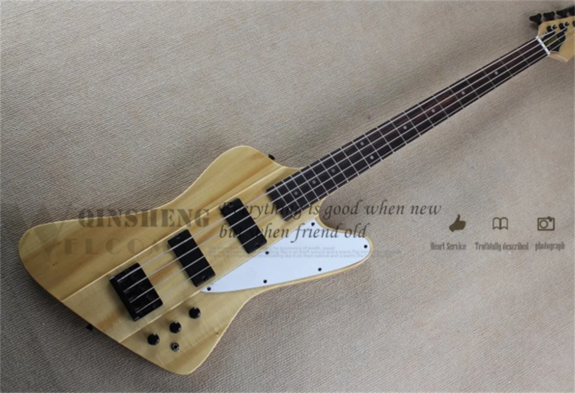 Basso A 4 Corde Thun Bass Basswood Body Maple Neck Tastiera In Palissandro Accordatore Nero A Ponte Fisso