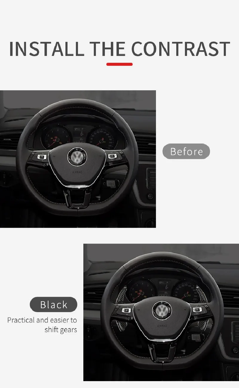 T-carbon Steering Wheel DSG Paddle Shift For Volkswagen VW Golf MK5 MK6 GTI R20 R32 R36 CC Scirocco Jetta Polo Carbon Fiber