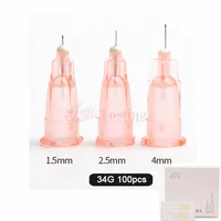 100pcs/box Tattoo Needle 34g needles 1.5mm 2.5mm 4mm For Beauty injection syringe filler Safety  Needle Hand Tool Parts 1