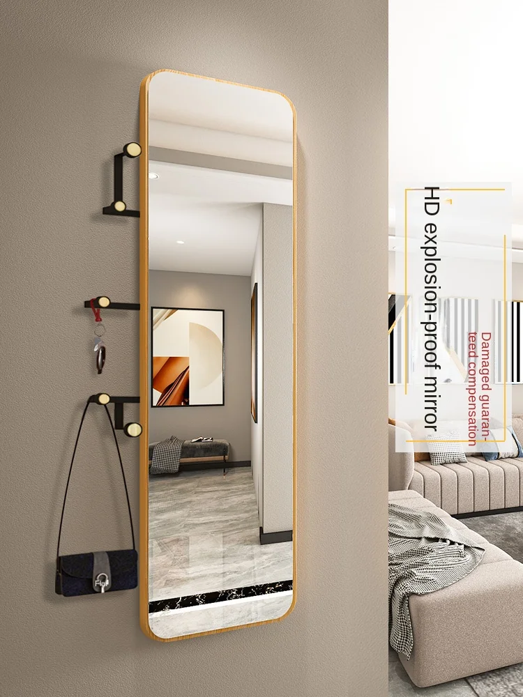 

Dressing Mirror Clothes Rack Integrated Wall Hanging Mirror Household Bedroom Full-Length Mirror