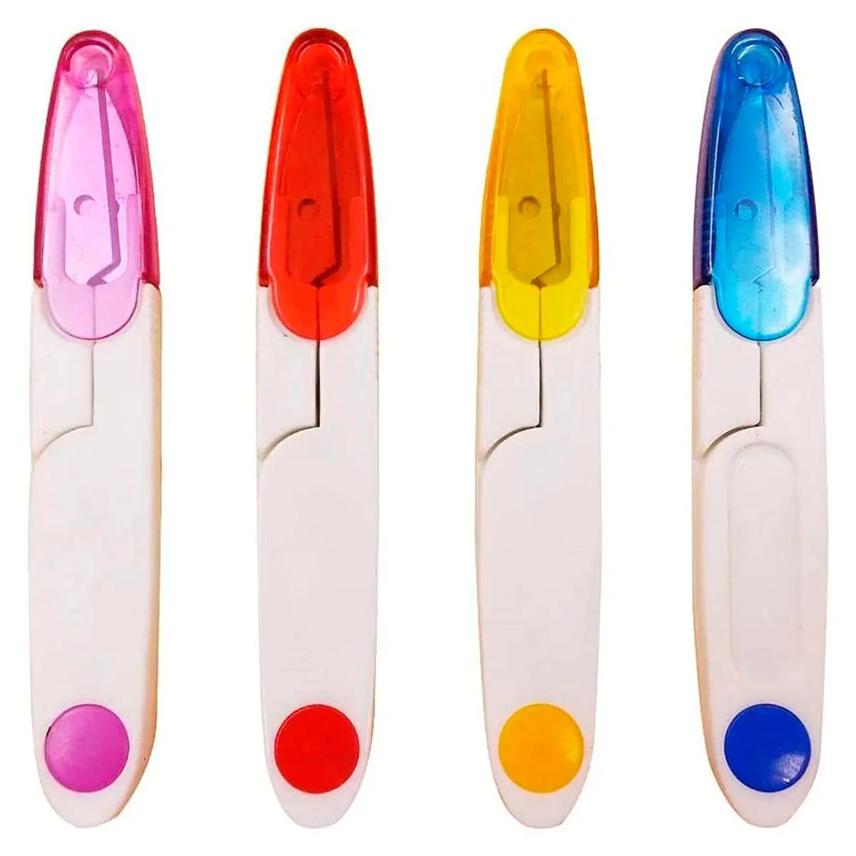 

Plastic Handle Safety Cover Sewing Scissors Thread Embroidery Cross-stitch Cutter Portable Cutter Mini Spring U Shape Scissors