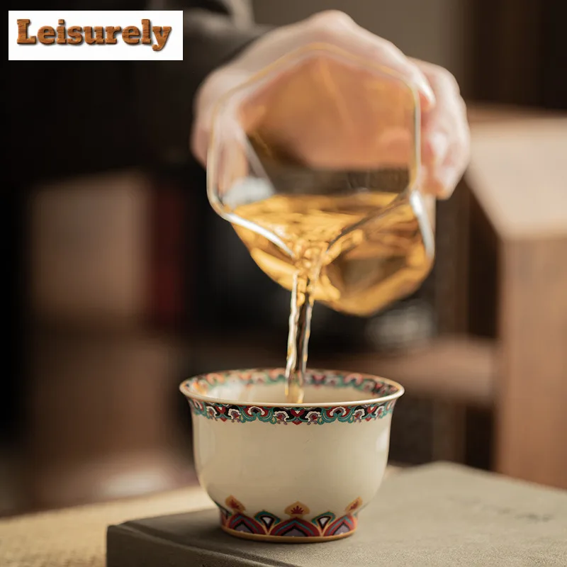 100ml Plant Ash Dunhuang Ceramic Teacup Creative Tea Bowl Single Cup Fragrance Cup Chazhan Master Cups Drinkware Decoration Gift