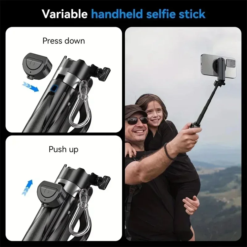 MagSafe Bluetooth Selfie Stick, Mini Telcopic Tripod Stand Portable Travel Phone Holder For IPhone Android Mobile_voghion.com