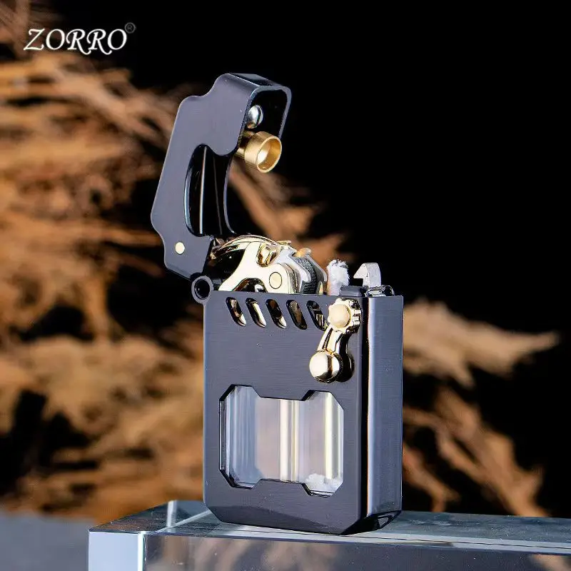 ZORRO Mecha Transparent Fuel Tank Mechanical Ejection Oil Lighter Metal Creative Gift gas lighter kerosene lighter