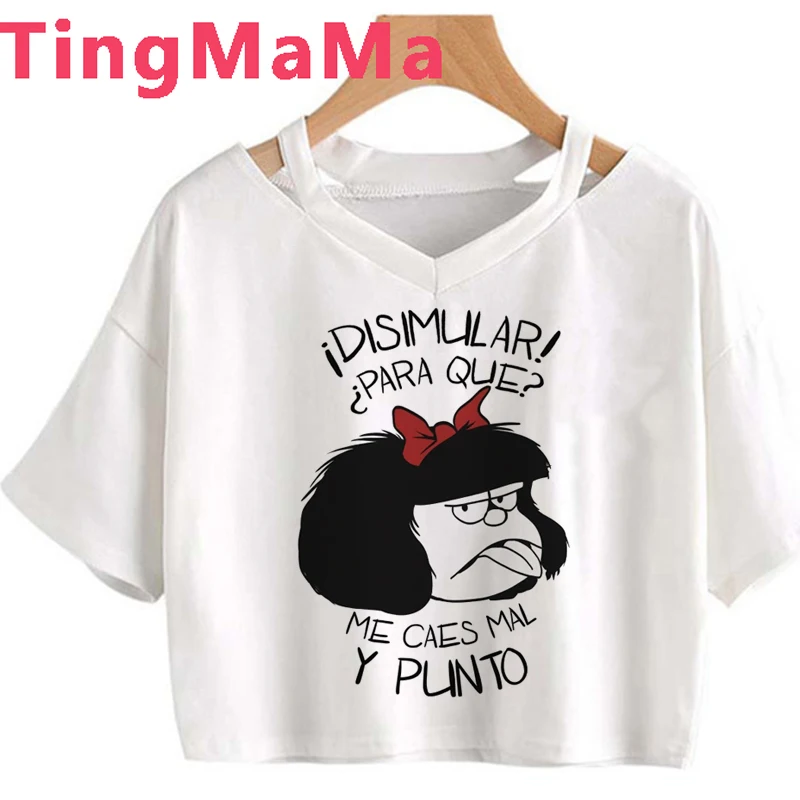 Футболка Mafalda женская с коротким рукавом Повседневная Уличная одежда в стиле