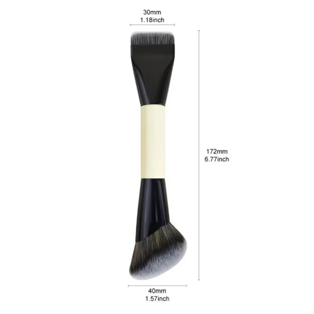 Portable Double Ended Beauty Brush Soft Bristled Foundation Brush Contour Powder and Concealer Brush Multifunctional Beauty Tool
