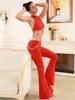 Luxury Women Summer Sexy Cut Out Sleeveless Beading Red Flare Bandage Pants Set 2025 Elegant Evening Club Party Outfits 3