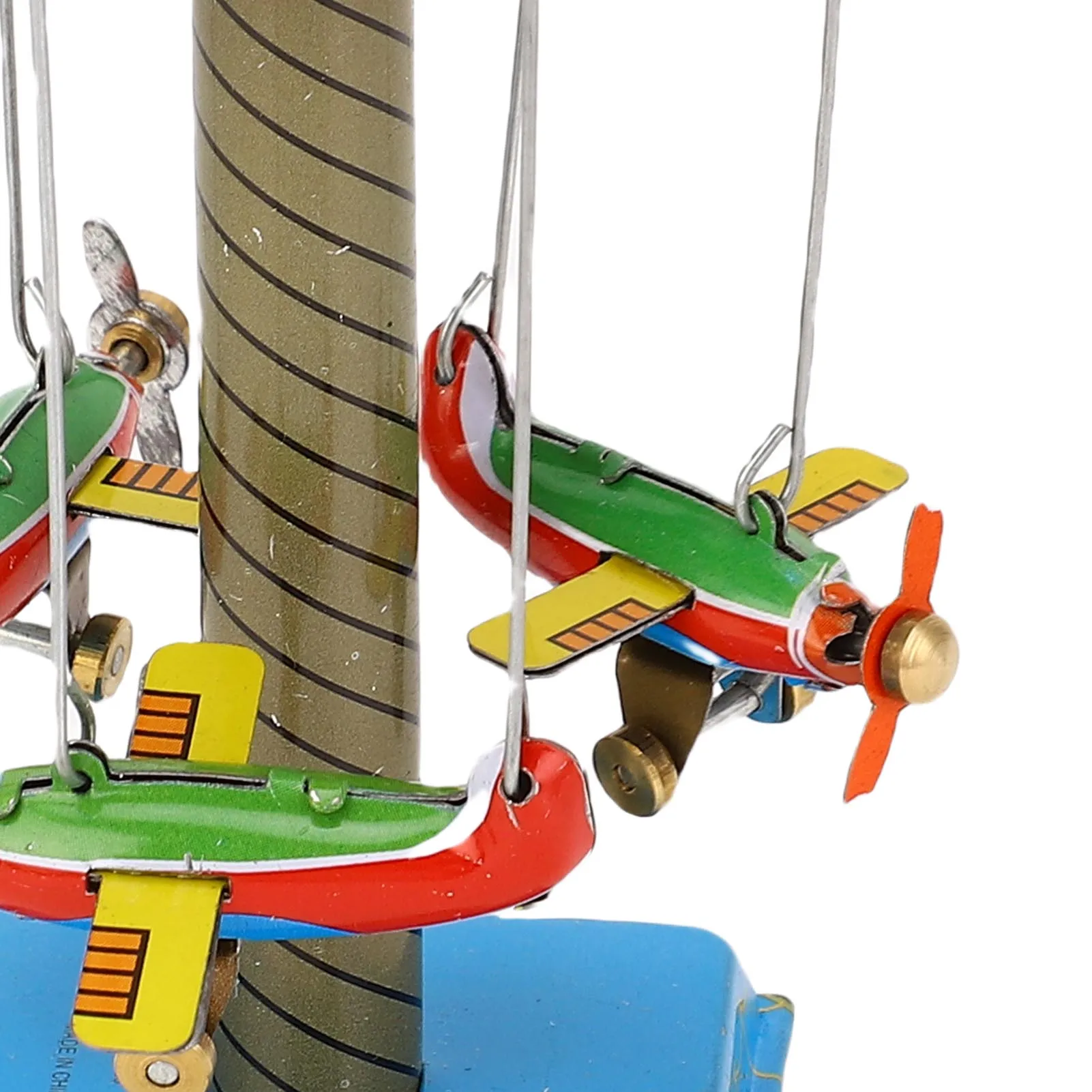 Collectible Tin  Airplane Carousel MM089 Retro Nostalgic Clockwork Spring Rotating Plane Figurine Aircraft Tin Plane Carousel