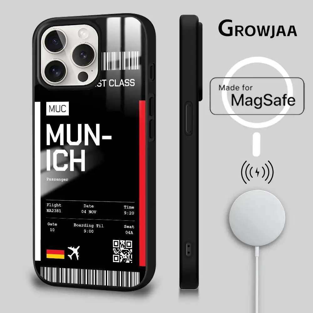 Deutschland Flugzeug Reise Ticket Telefon Fall Magnetische Für iPhone 16 15 14 13 12 11 Pro Max Plus Mini Magsafe Drahtlose Lade Abdeckung – Detail 3
