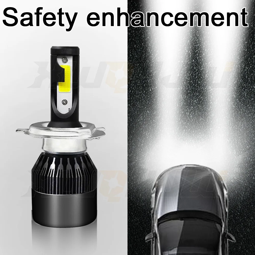 

XWQHJW 2PCS Car lights 201101-h4 Super Bright LED Headlights High Low Beam Fog Light Bulb White 6000K Minisize Car accsesories