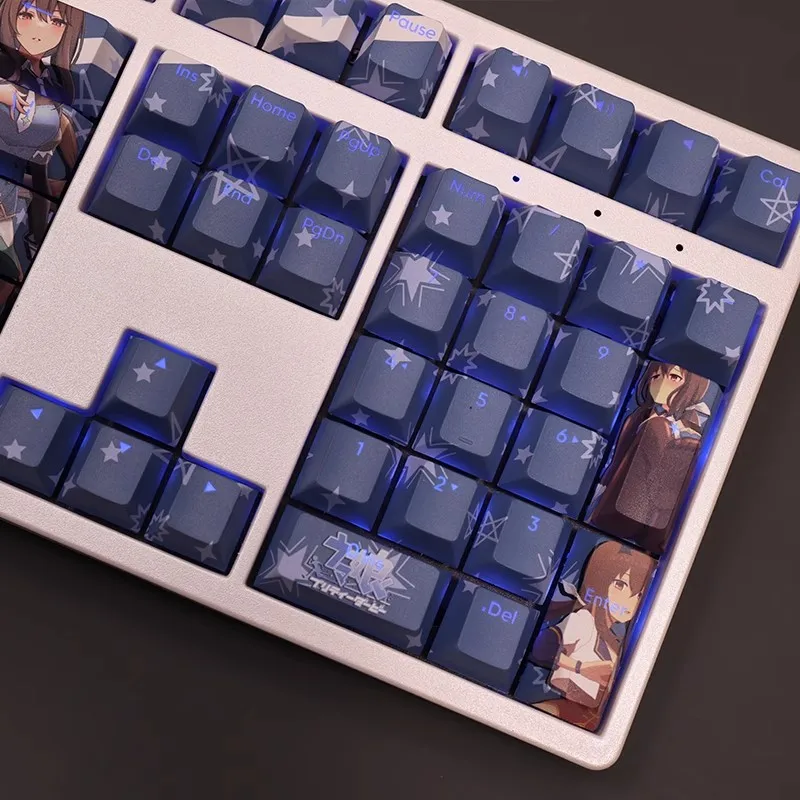 Desenhos Animados Anime Gaming Key Caps Pbt Backlit Keycaps Pretty Derby Admire Vega Ansi 61 87 104 108 Chaves Set - Imagem 5