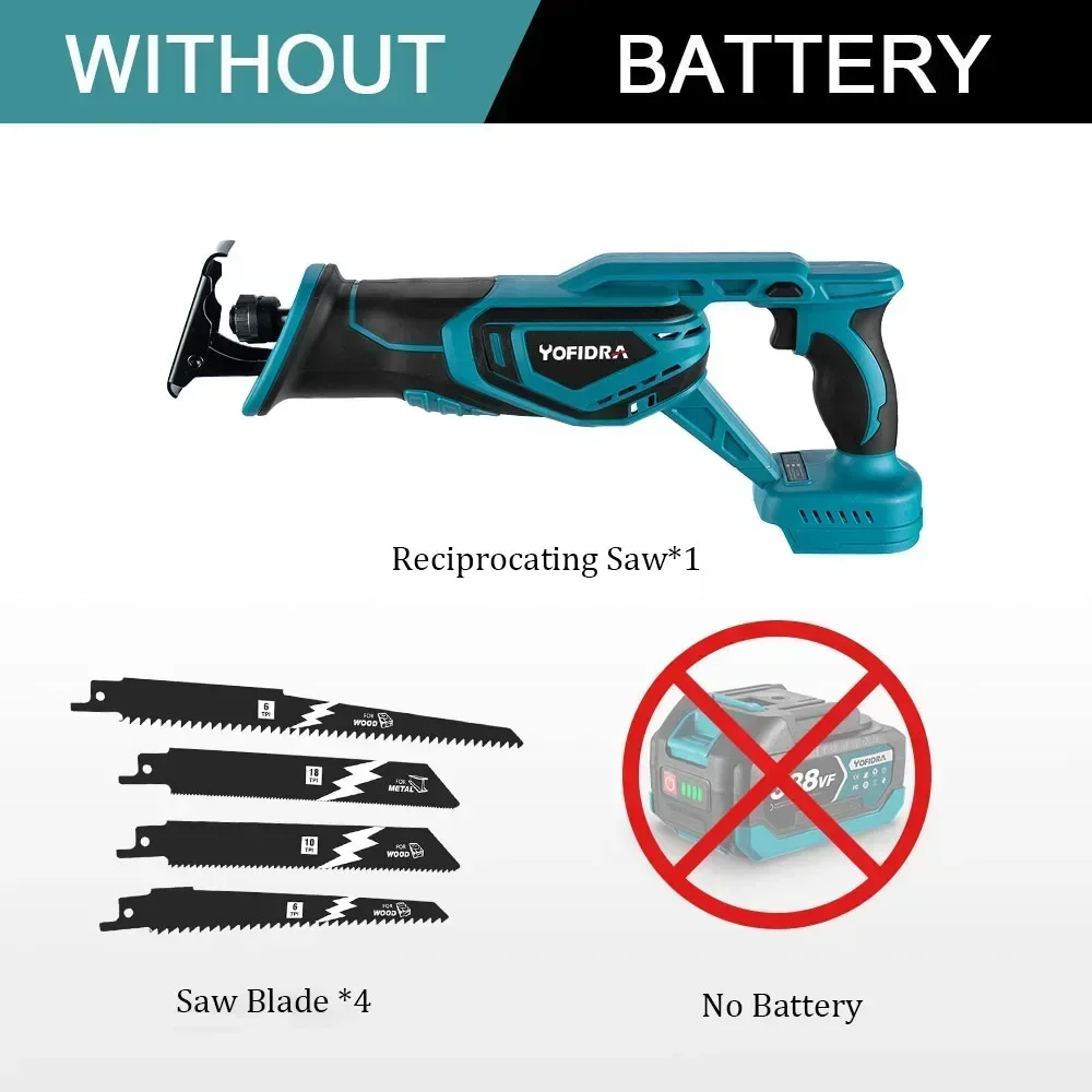 Sega A Sciabola Senza Fili Per Batteria Makita 18V – Velocità Variabile 0-3500 SPM, Corsa 20mm, 4 Lame Incluse, Per Legno, Metallo, PVC E Potatura