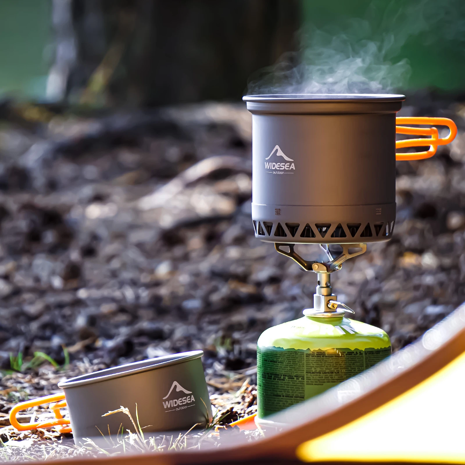 Widesea Camping Pot Cookware Set Heat Exchanger Cooking Outdoor Travel Portable Teapot Ultralight Bowl Hiking Picnic Barbecue