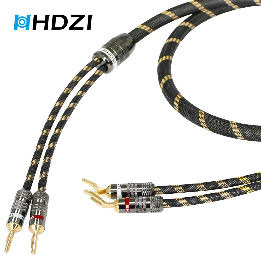HHDZI Hifi 2 Y Banana Jack to 2 Pin Banana Jack Speaker Cable 6N