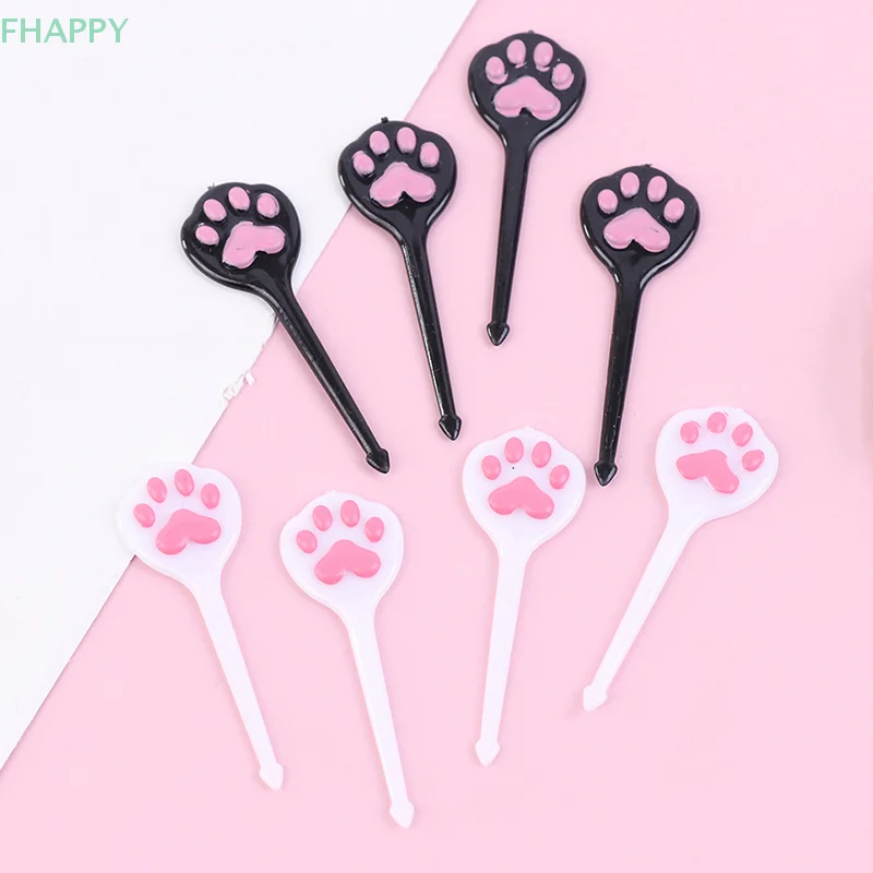 8Pcs/set Cat meat ball cat paw fruit stick cute cake dessert fork decoration