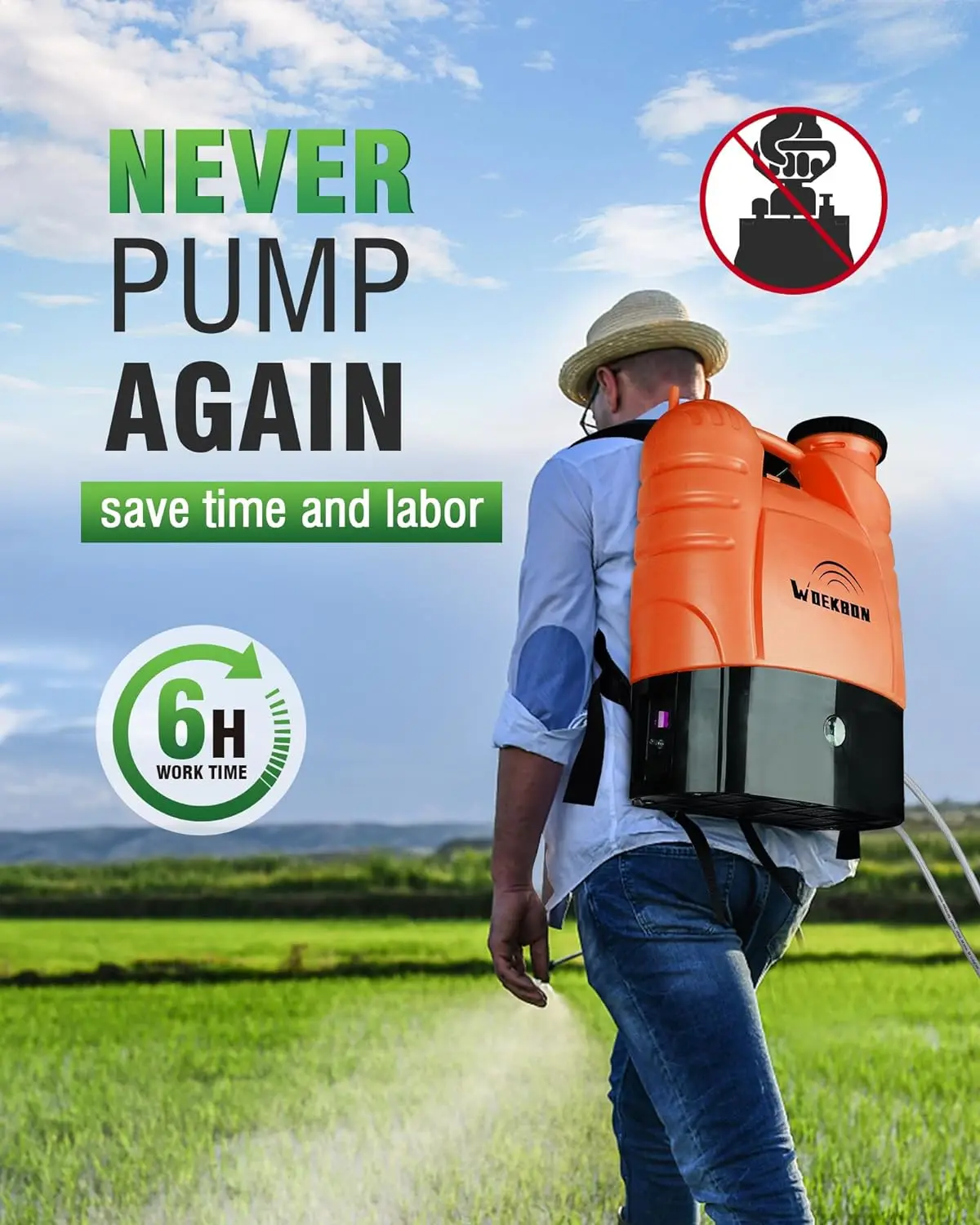 4 Gallon Battery Powered Backpack Sprayer Electric Garden Pump Sprayer with Lithium Battery for Long Time Spray Brass Telescope
