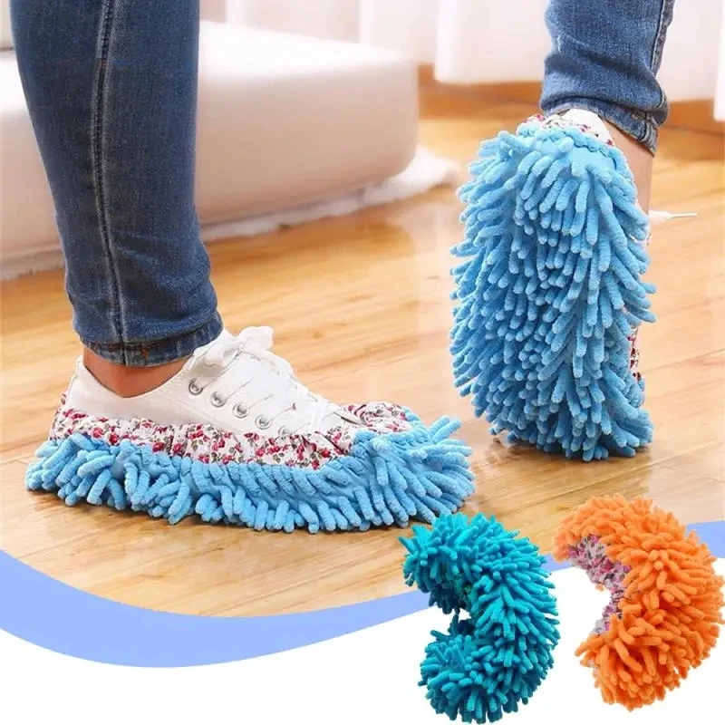 Dustproof Mop Slippers Feet Socks Mop Cap Multifunctional Floor Cleaning Coral Fleece Lazy Shoe Cover Dust-proof Shoe Covers