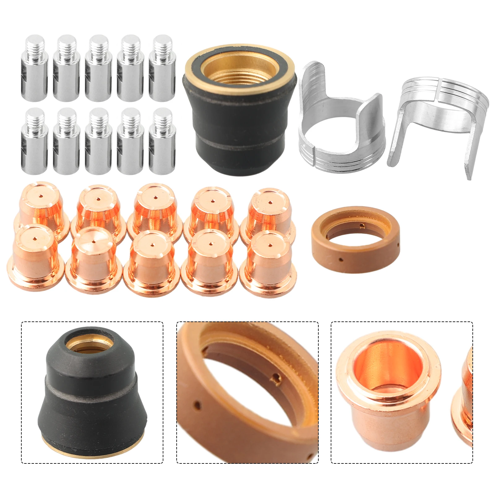 

Electrodes Nozzles 24pcs Consumables Sets For CUT-55DS Pro For CUT-65DS For Plasma Cutting Machines IPT40 Durable