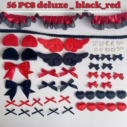 Elegant Black and Red Lace Handmade Decorative Bag & Accessories Sleeve - XL (56 pieces)