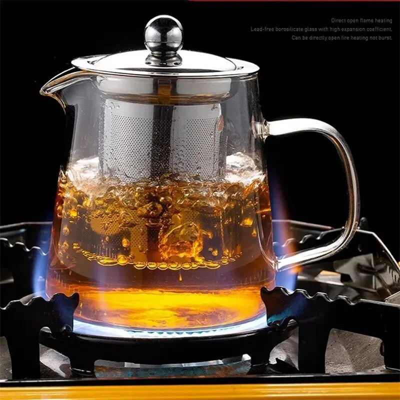 Transparent Glass Teapot 1Pc Including Stainless Steel Filter Liner Resistant to High Temperatures Suitable for Making Tea glass teapot,glass tea pot,tea pot
