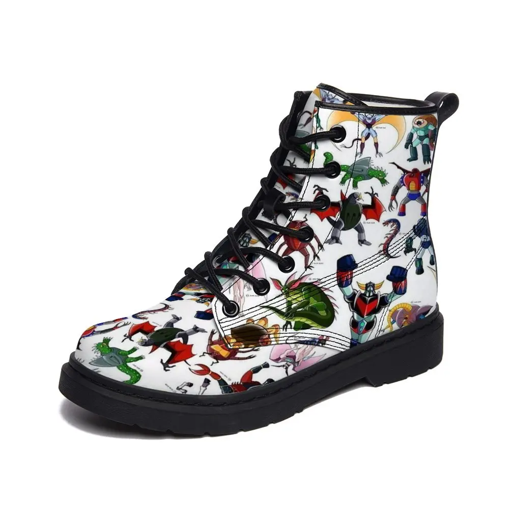 

Cartoon UFO Robot Grendizer DIY Design Women's Winter Snow Boots Waterproof Fashion Wide Middle Tube Mens Shoes